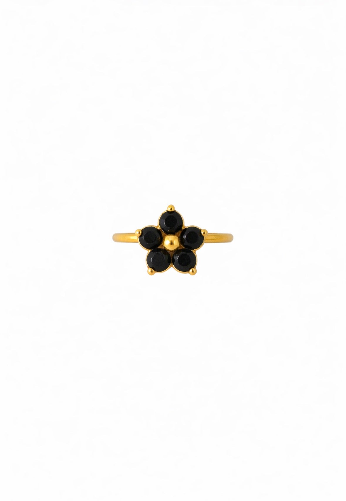 Open ring met zwarte zirkonia steentjes