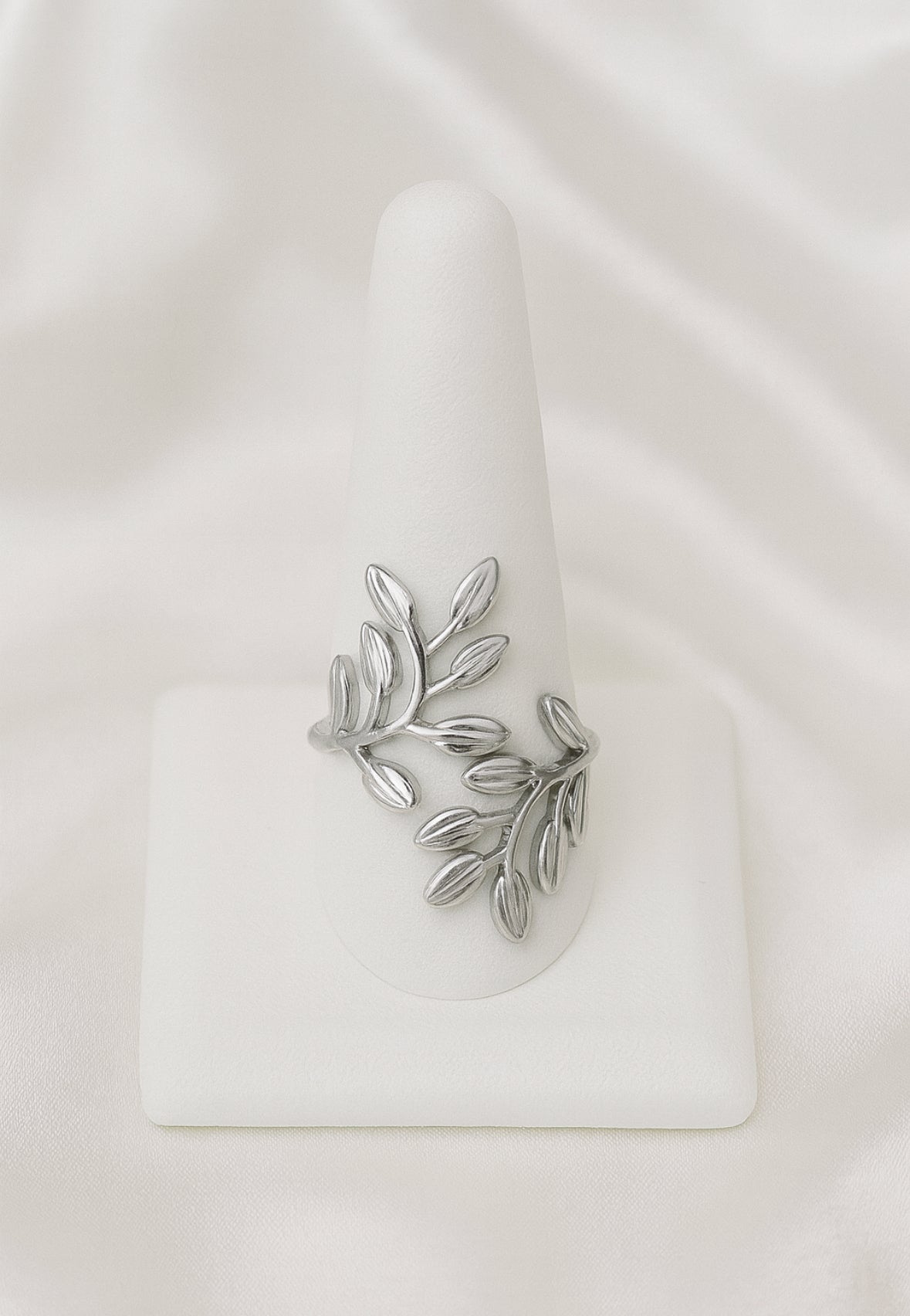 Open ring zilver dubbel blaadjes
