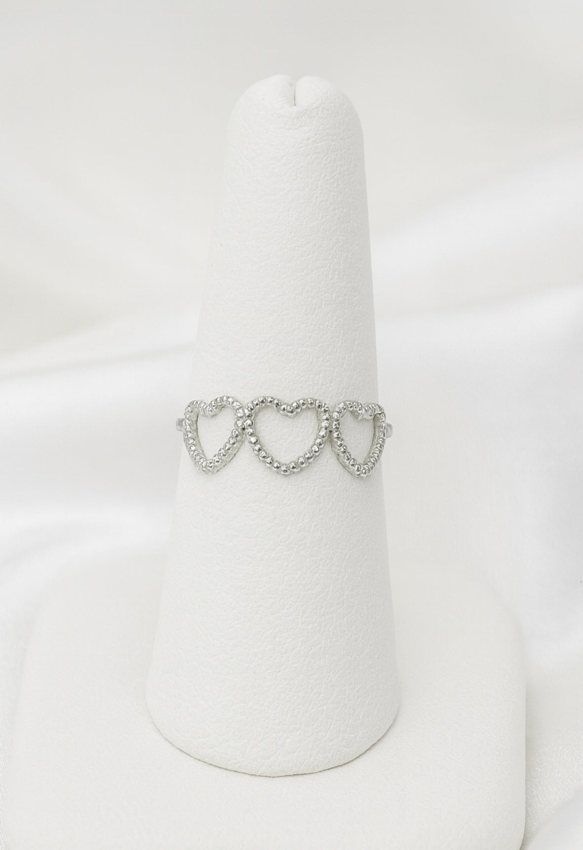 Open ring zilver hartjes met motief