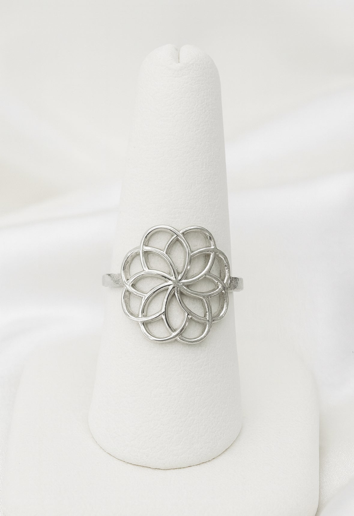 Open ring zilver bloem