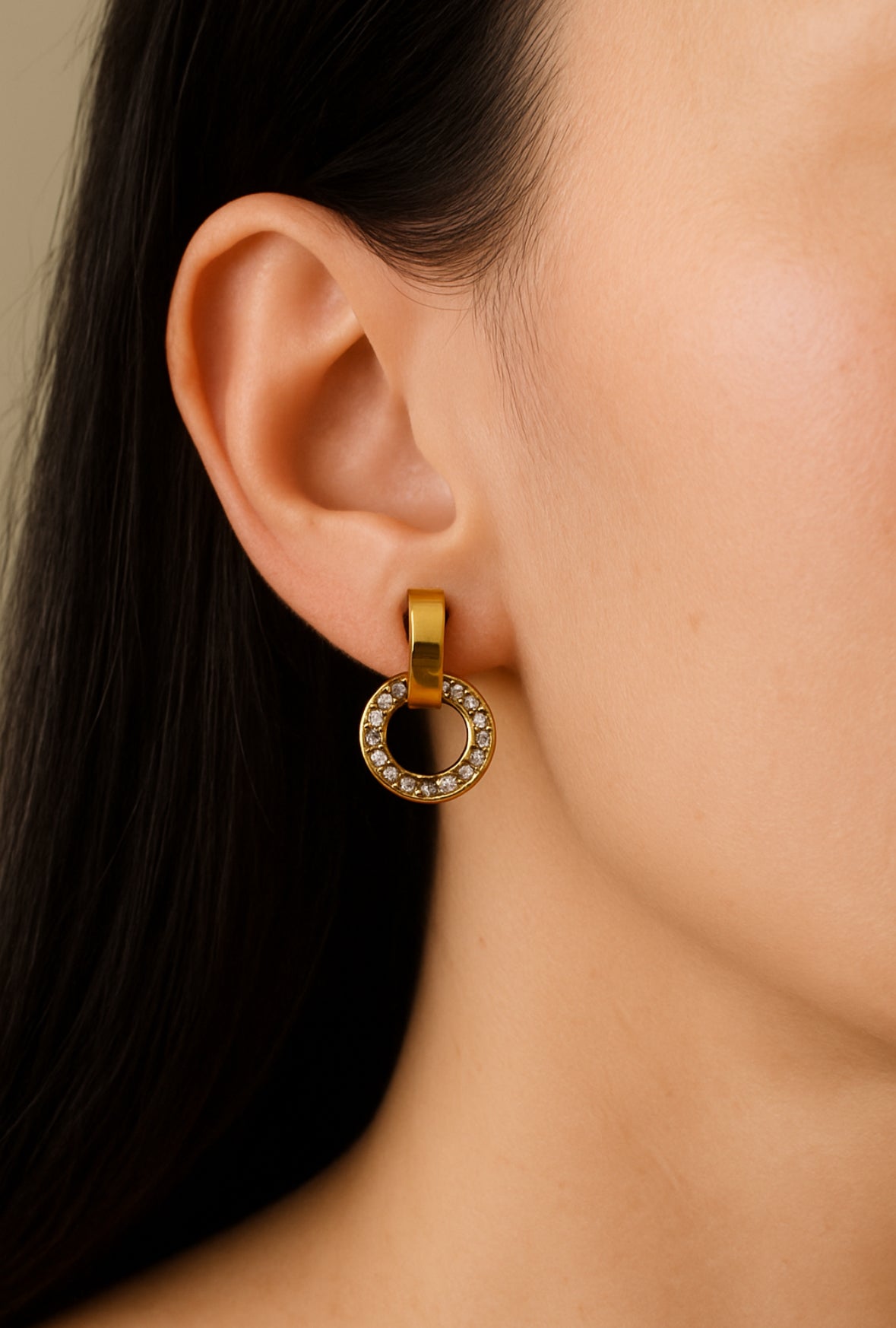 Cilla oorhangers rond met kristallen