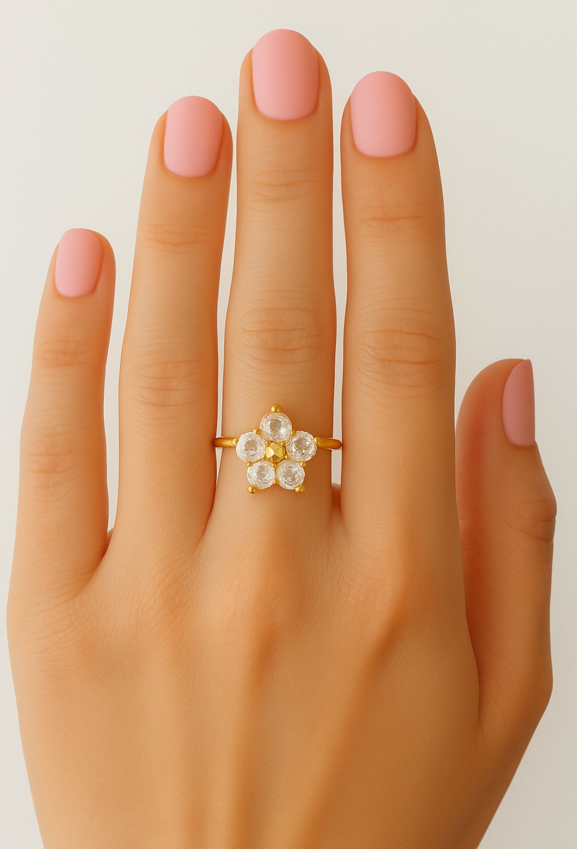 Open ring met witte zirkonia steentjes