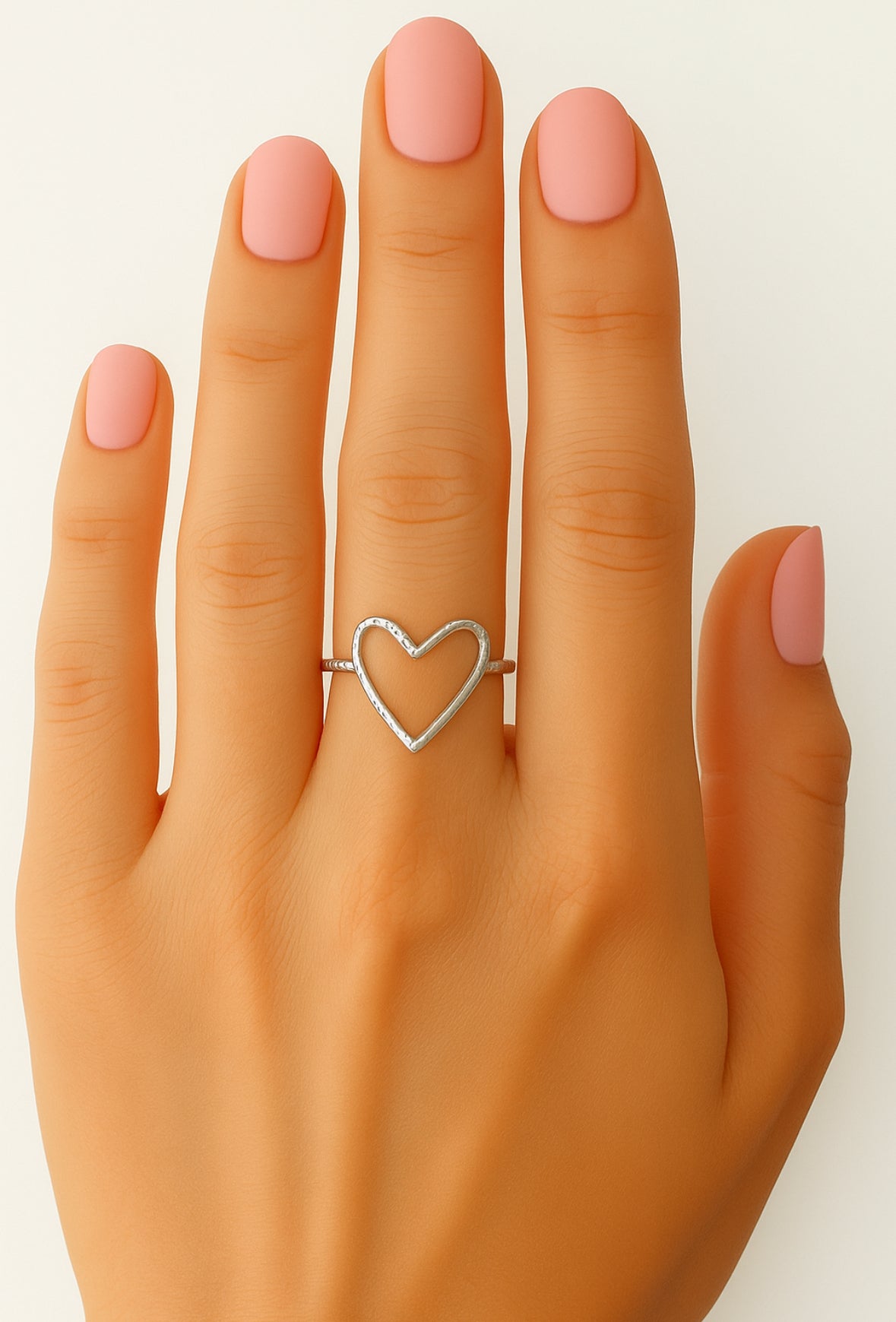 Open ring hart zilver
