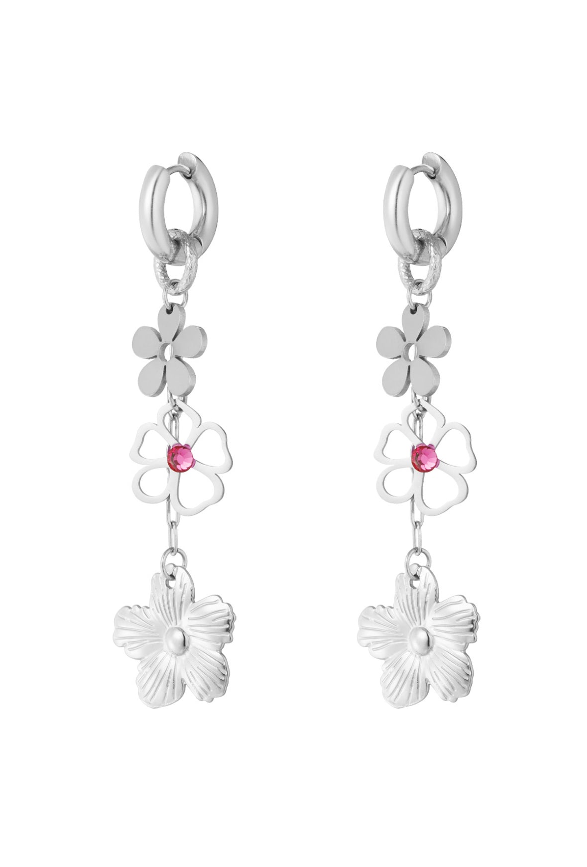 Oorbellen met bloemen zilver
