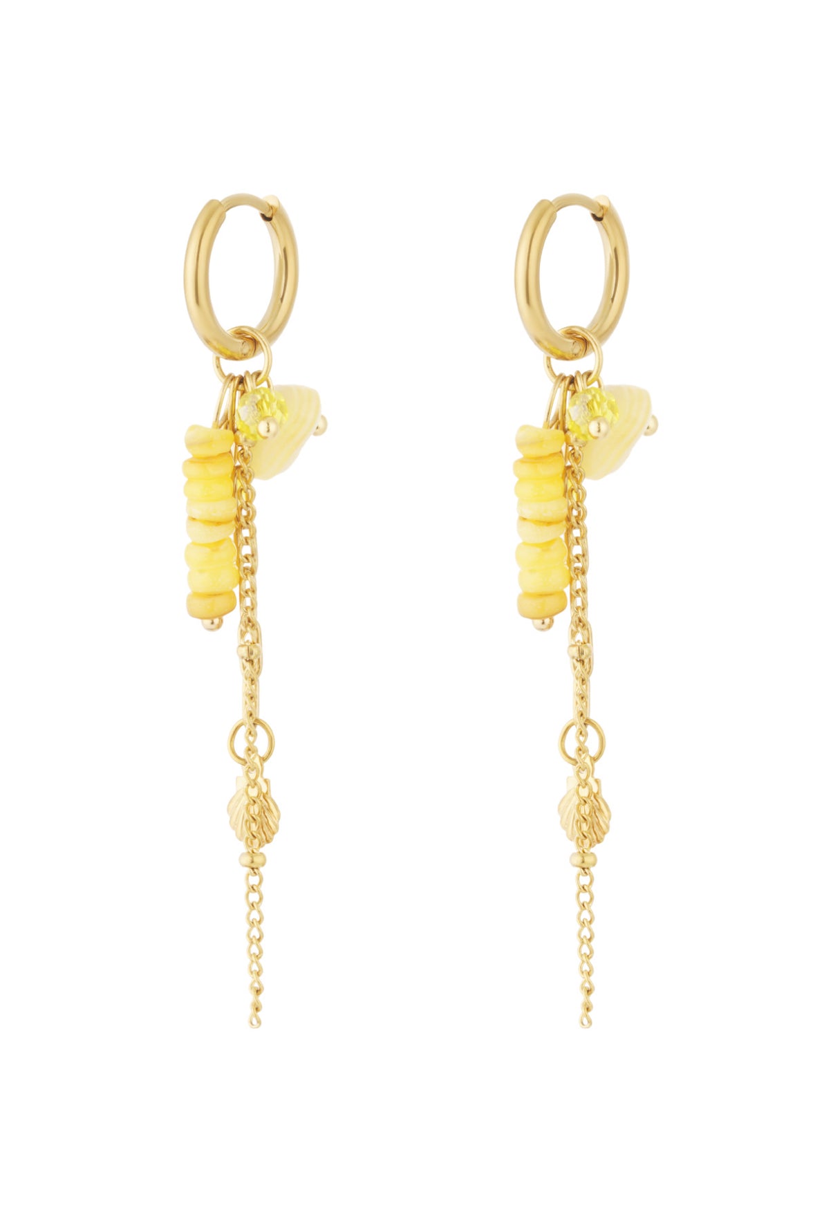 Oorbellen met kralen geel