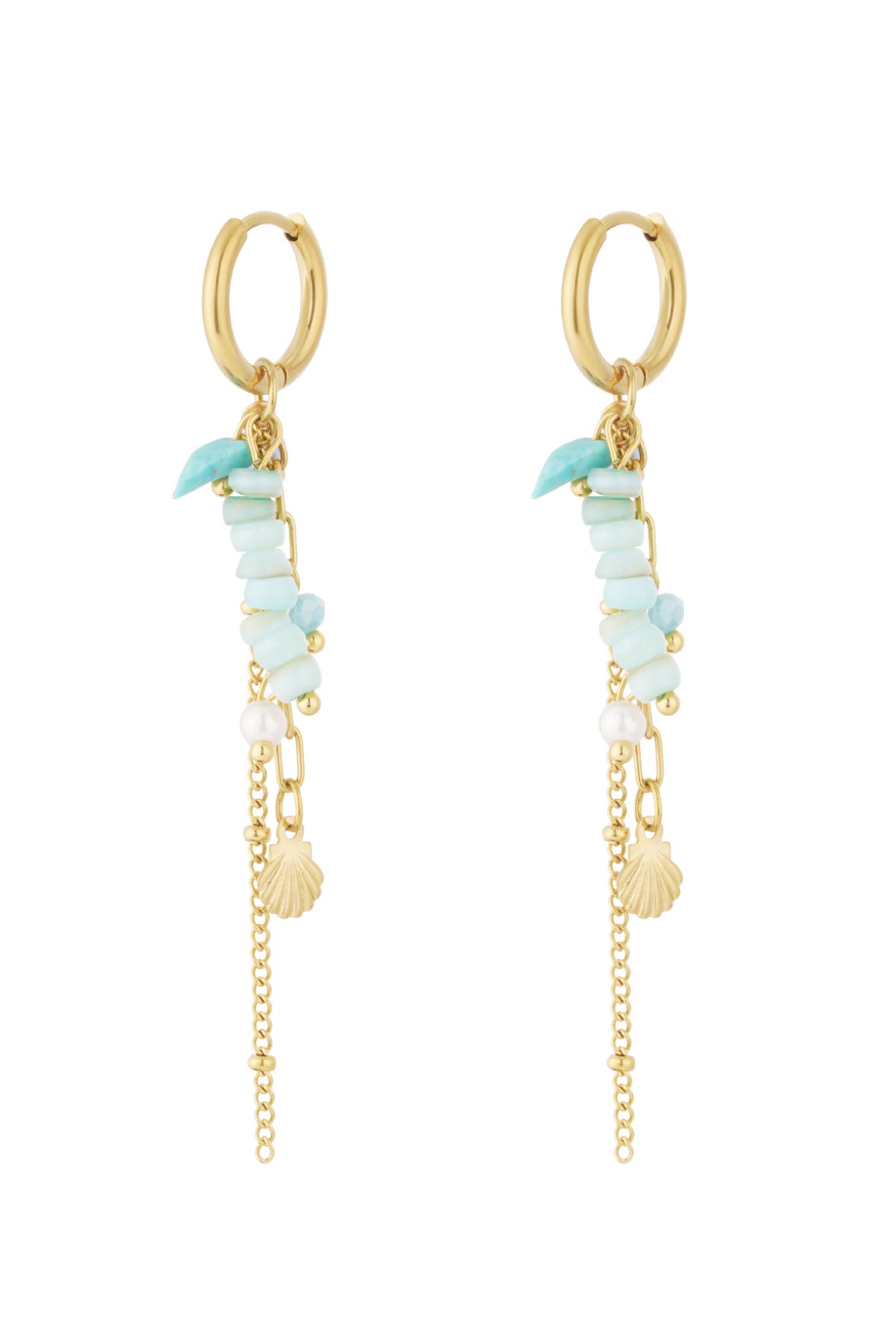 Oorbellen met kralen licht blauw