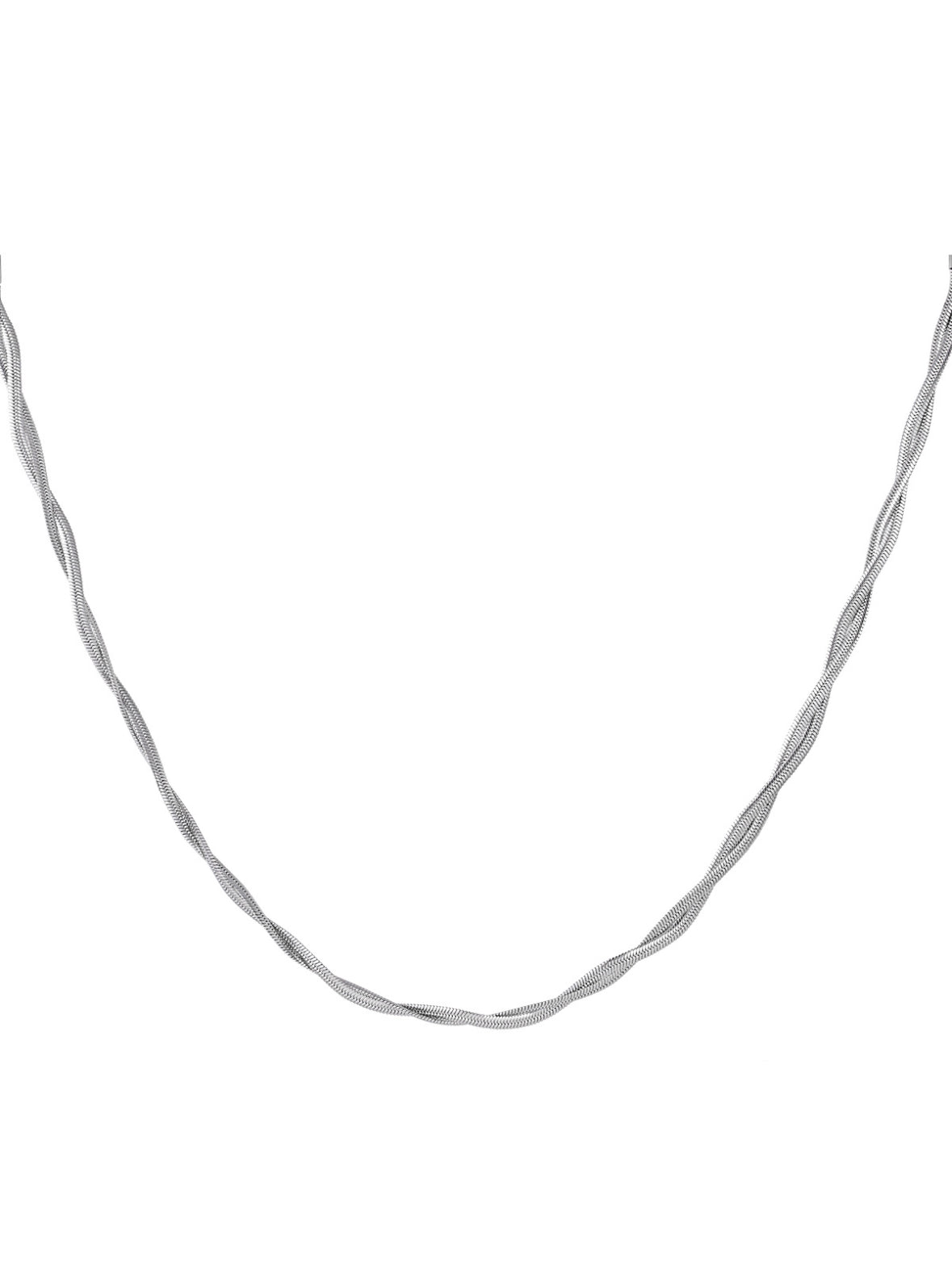 Platte dubbel schakelketting zilver