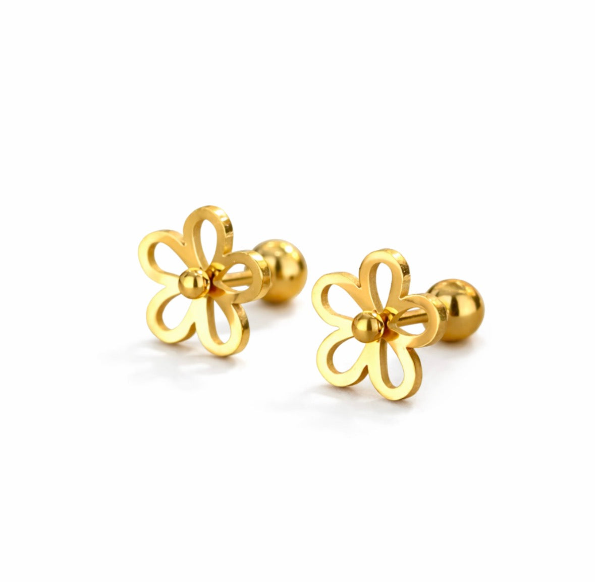Minimalistische bloem/goud studs