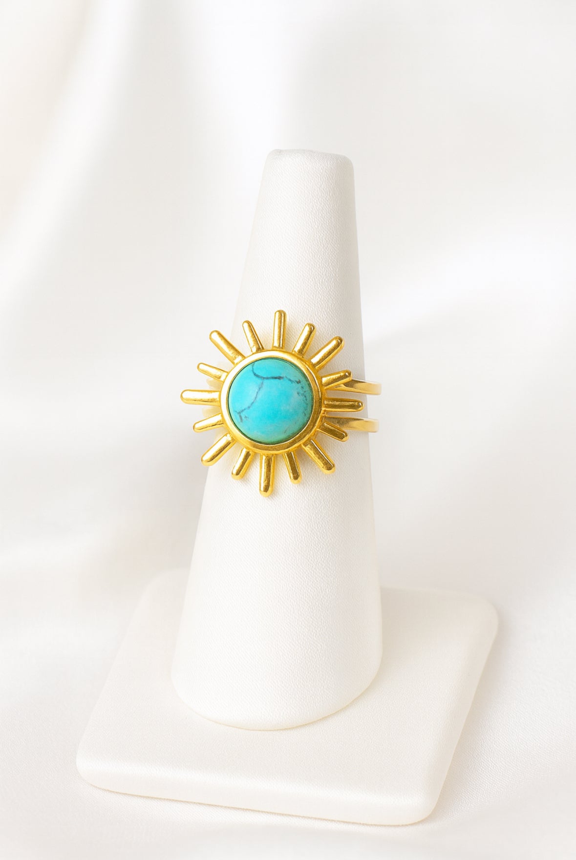 Flower open ring blauw gevlekt