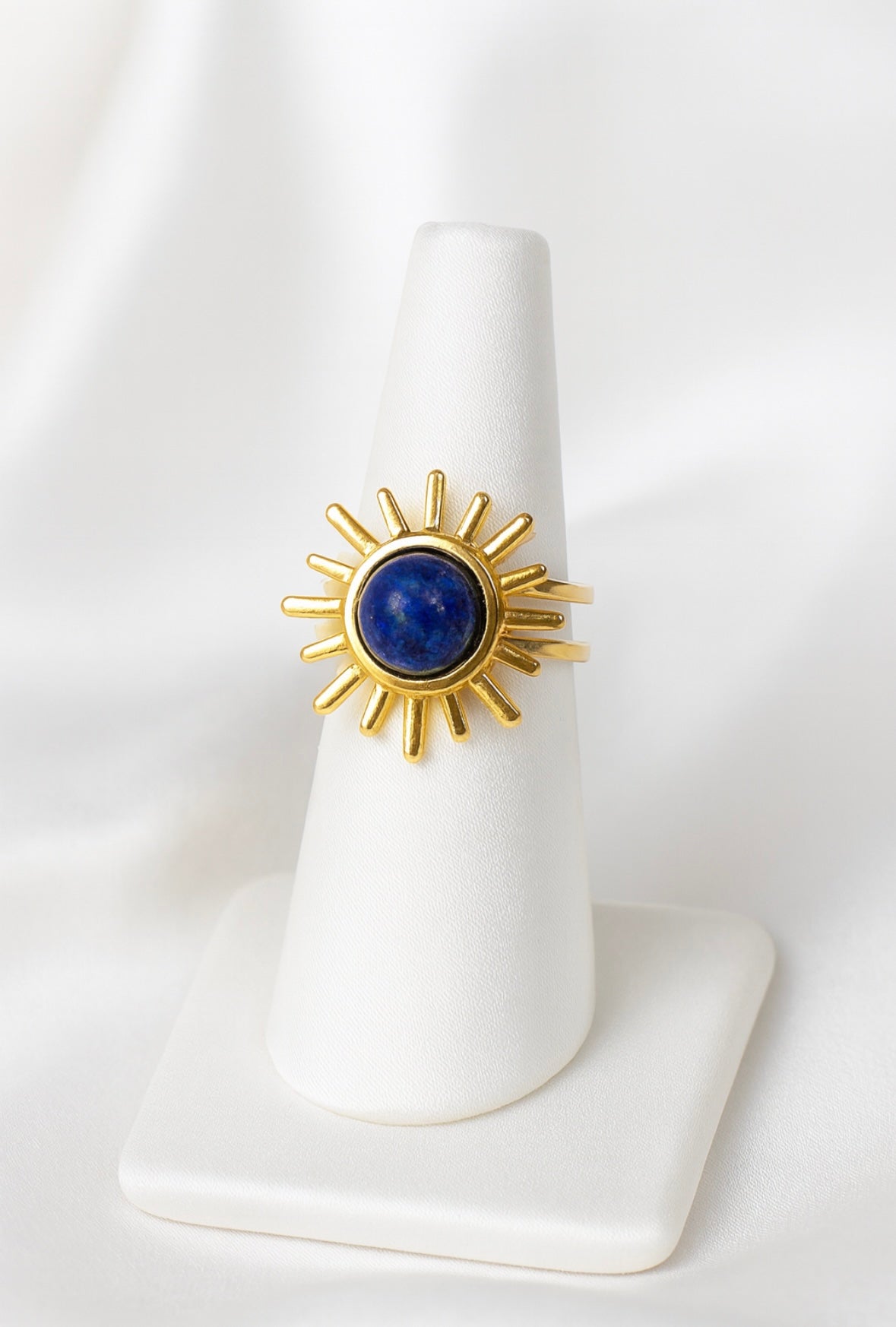 Flower open ring blauw