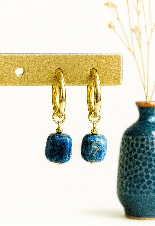 Livia Azul oorhangers met natuursteen