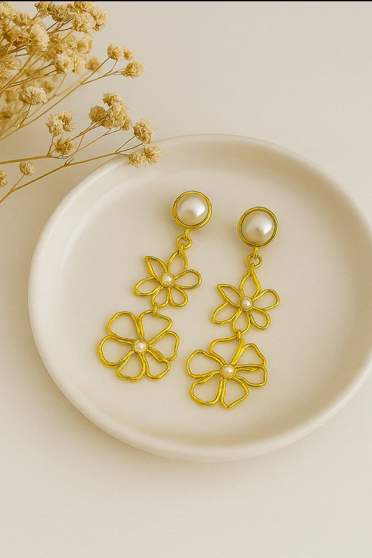 Line Flowers Oorhangers