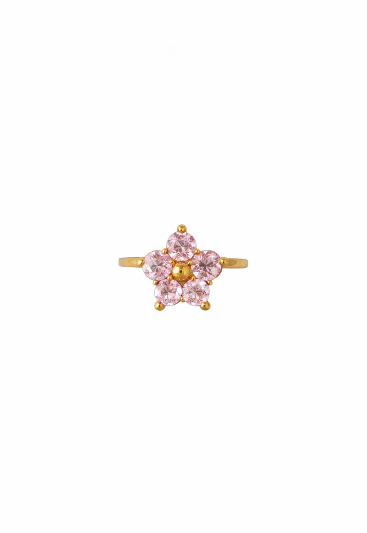 Open ring met roze zirkonia steentjes