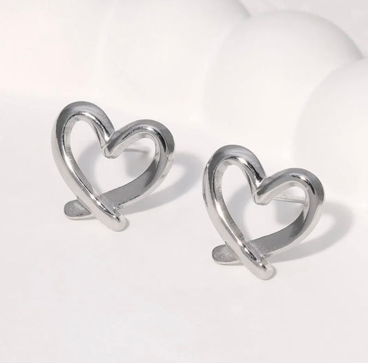 Studs open hartje klein zilver