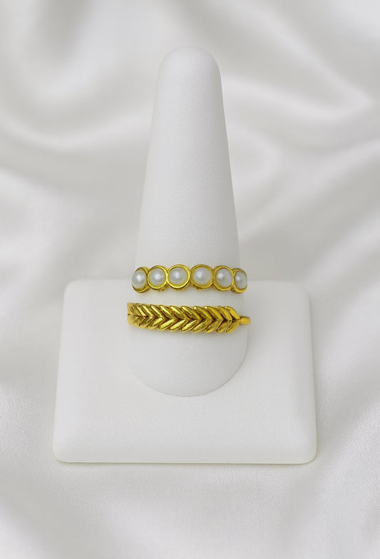 Open ring met pareltjes