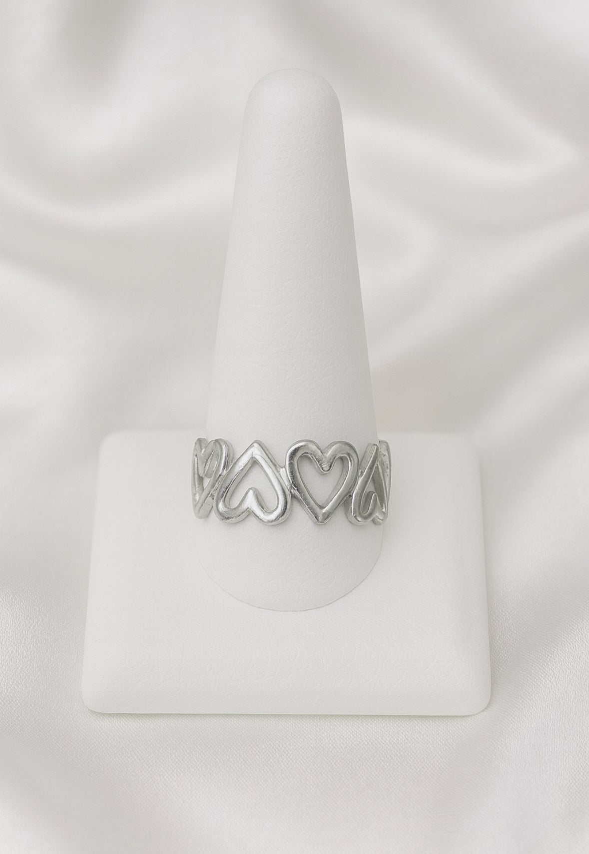 Open ring zilver hartjes