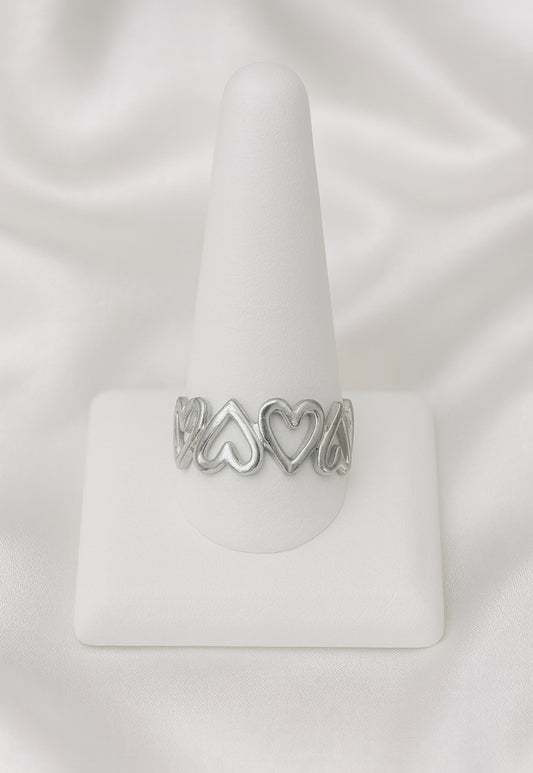 Open ring zilver hartjes