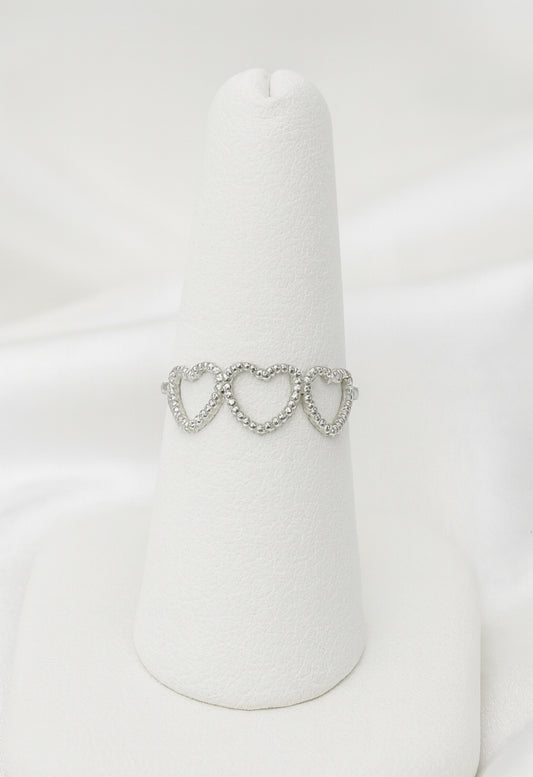 Open ring zilver hartjes met motief