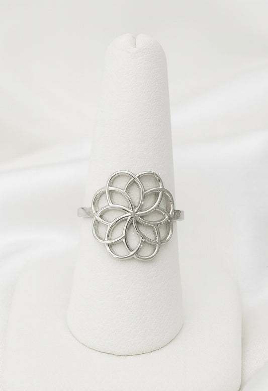 Open ring zilver bloem
