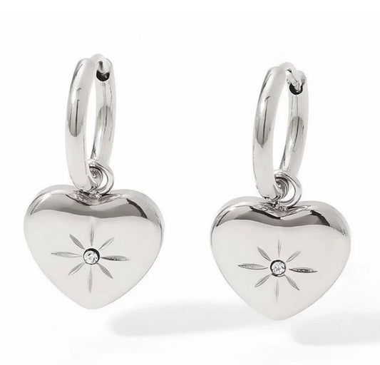Hartje oorhangers zilver