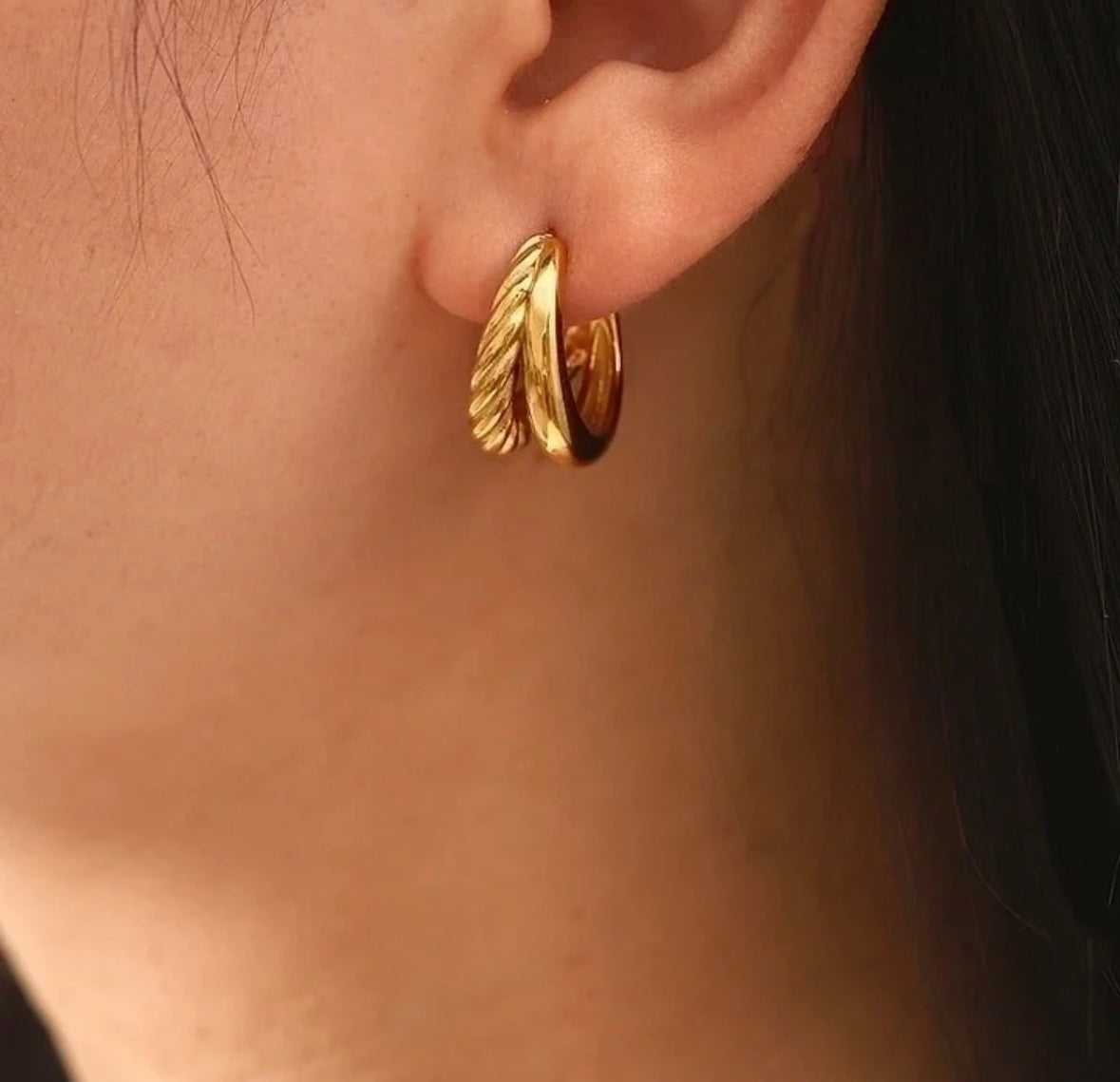 Dubbel oorringen goud