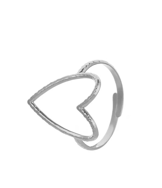 Open ring hart zilver