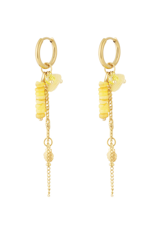 Oorbellen met kralen geel