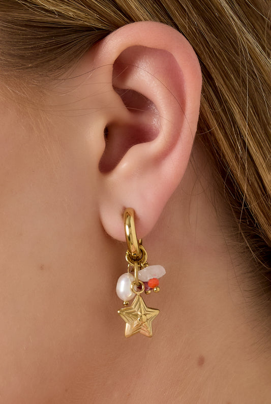 Oorbellen met ster en kralen