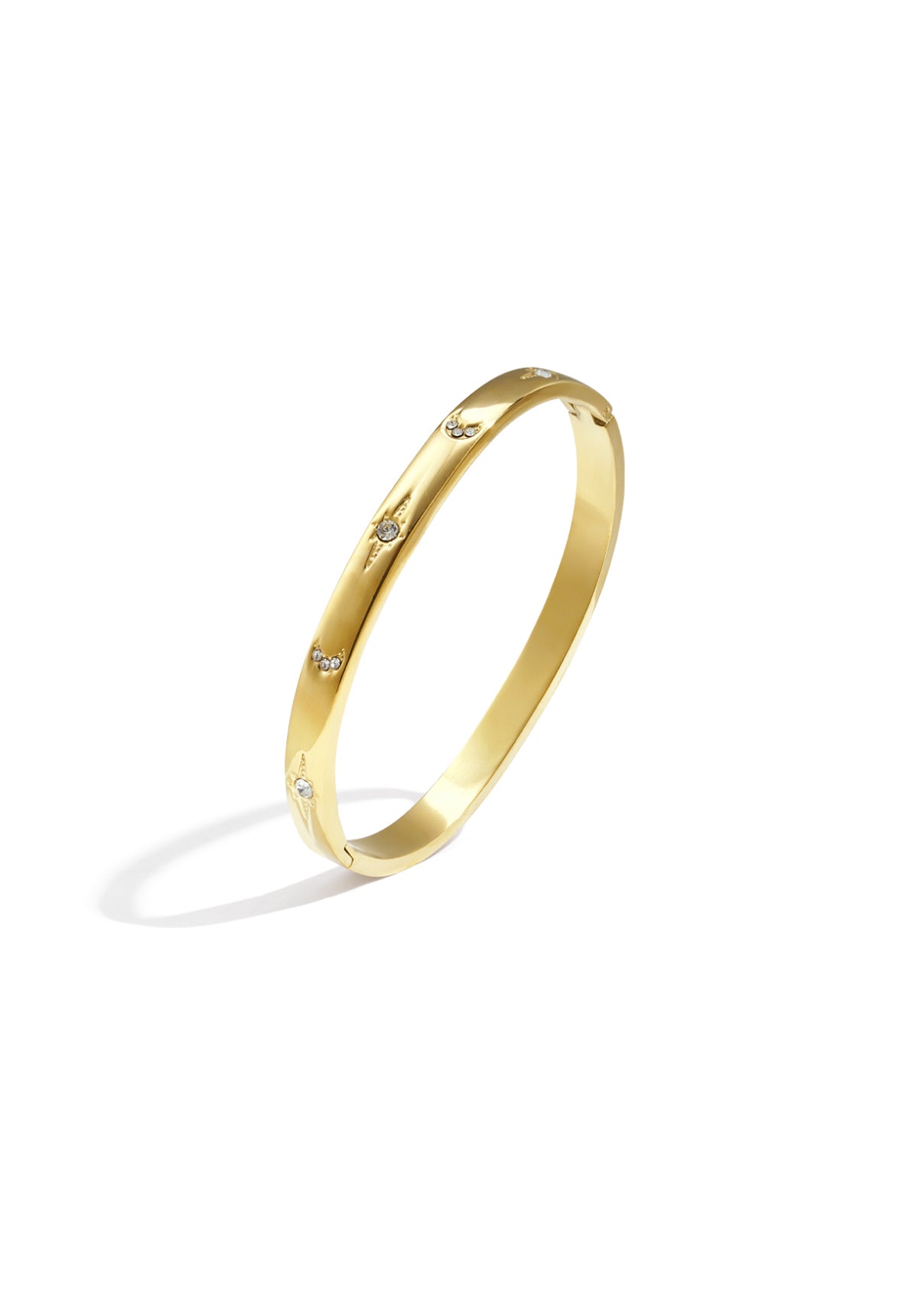 Bangle met strass maan gegraveerd goud