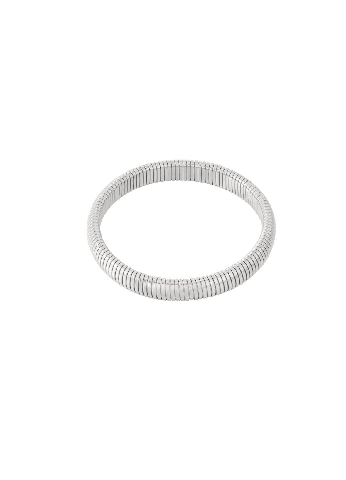 Elastieken armband met strepen smal zilver