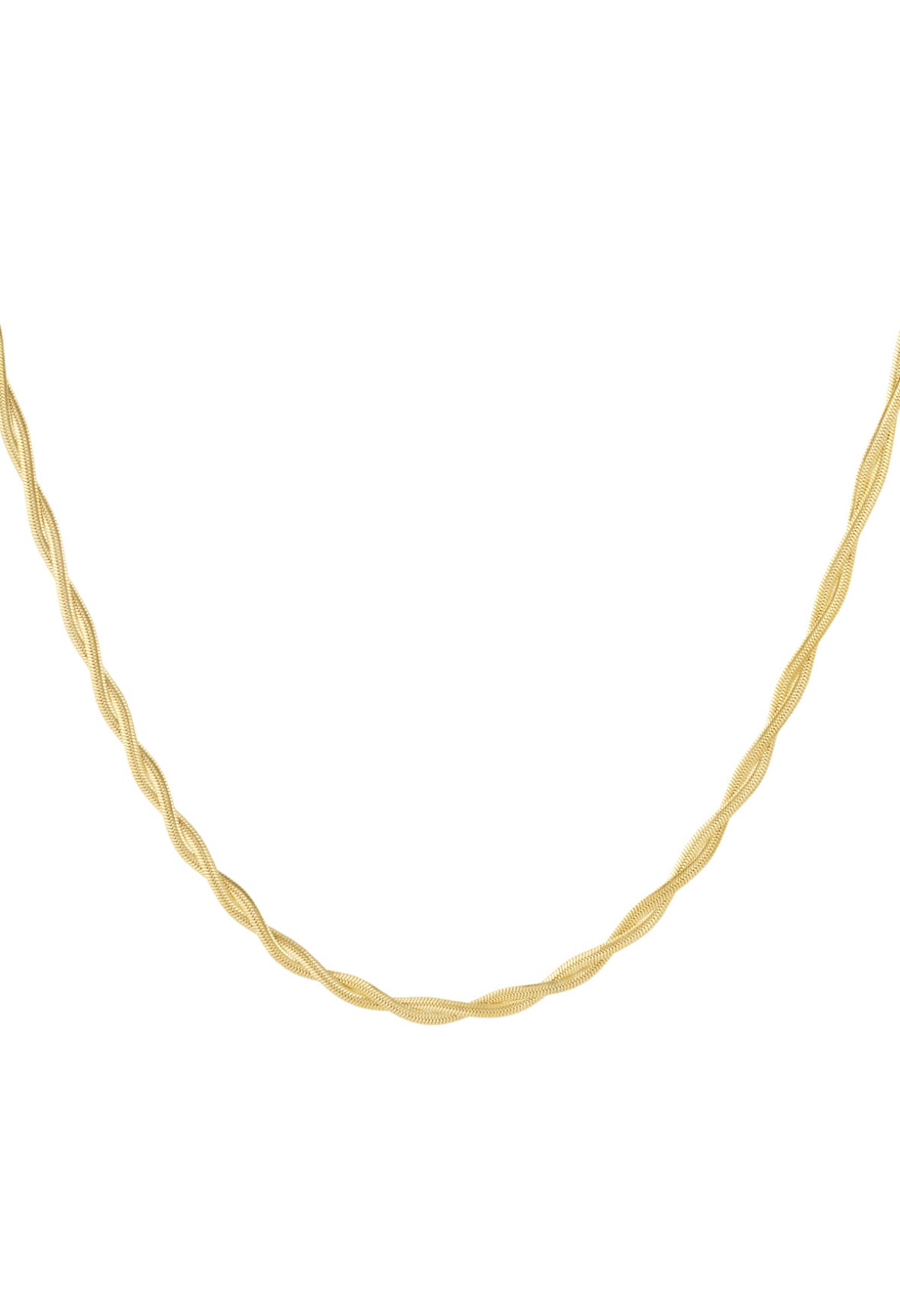 Platte dubbel schakelketting goud
