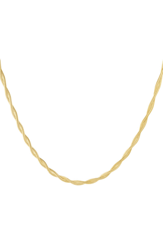 Platte dubbel schakelketting goud