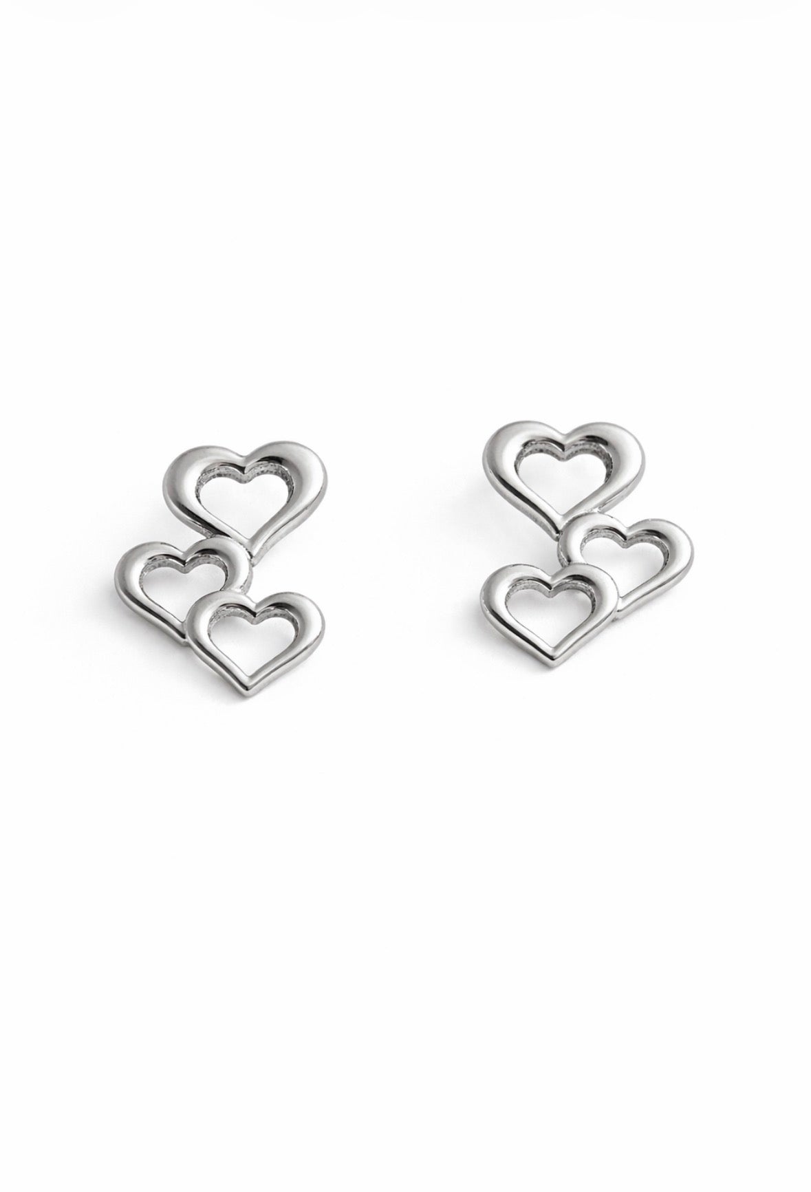 Studs drie hartjes zilver