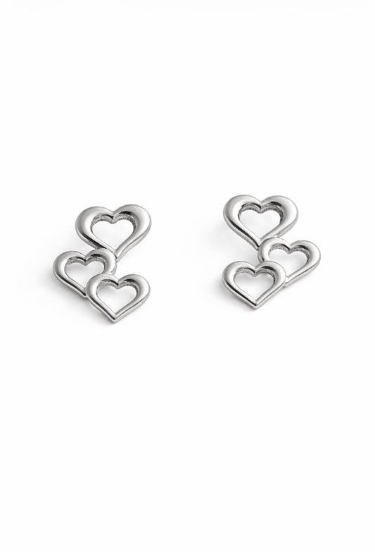 Studs drie hartjes zilver