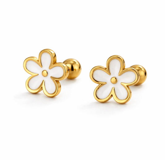 Minimalistische bloem wit studs