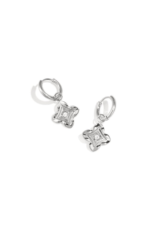 Oorringen met bloem zilver