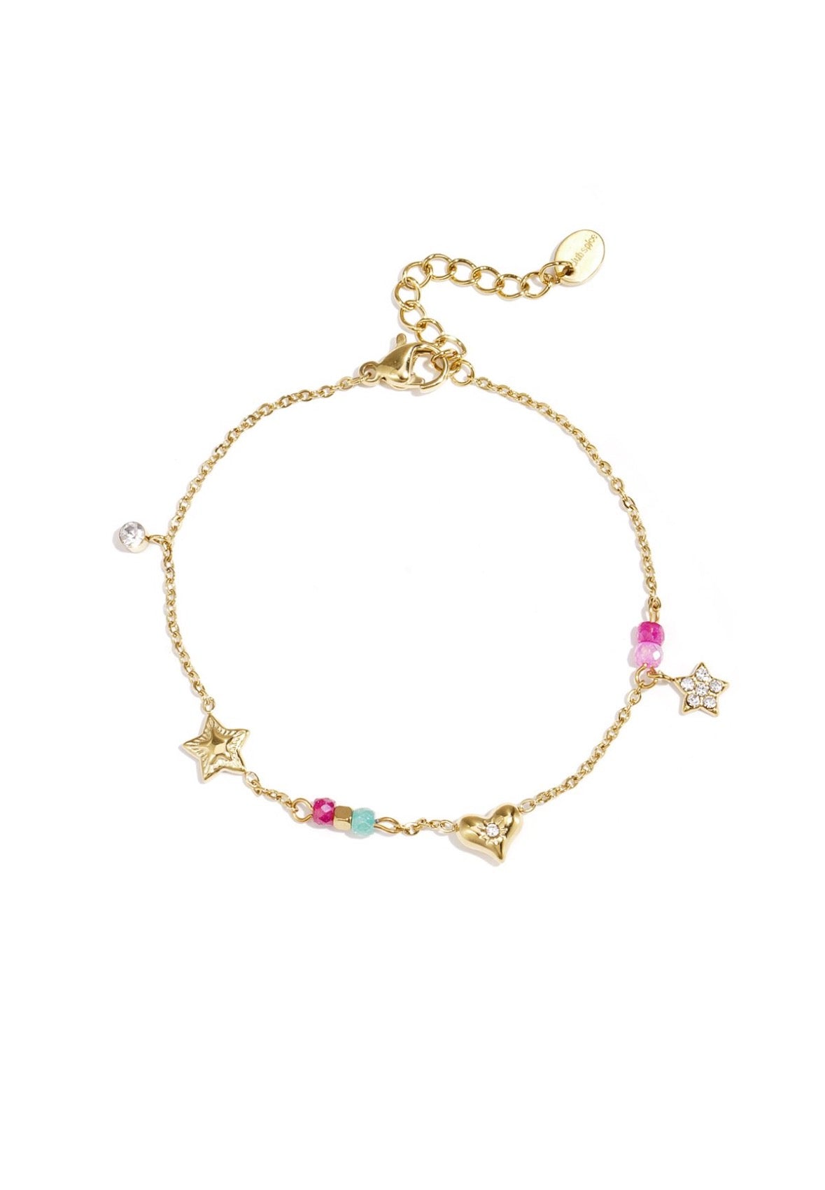 Bedelarmband met hart, ster, steentjes