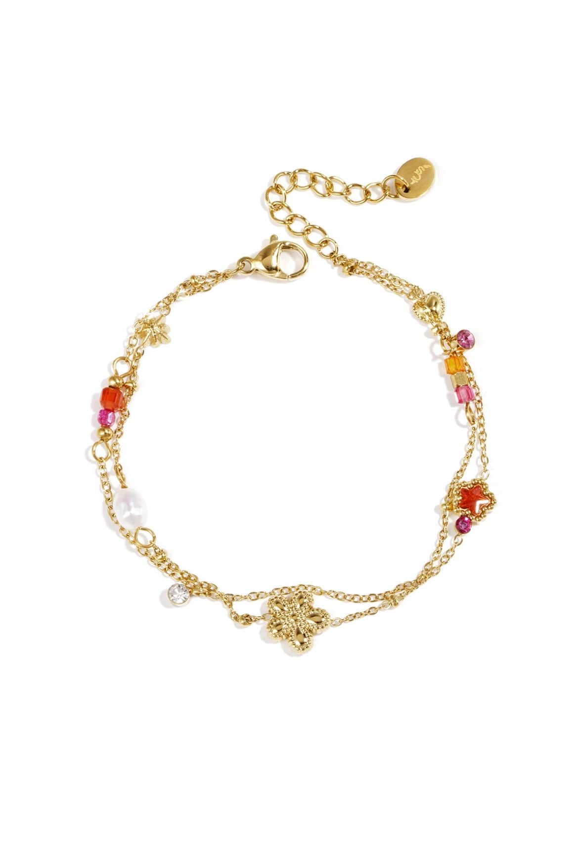 Bedelarmband met ster, parels en steentjes