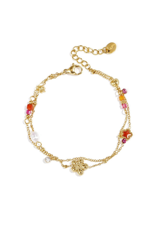 Bedelarmband met ster, parels en steentjes