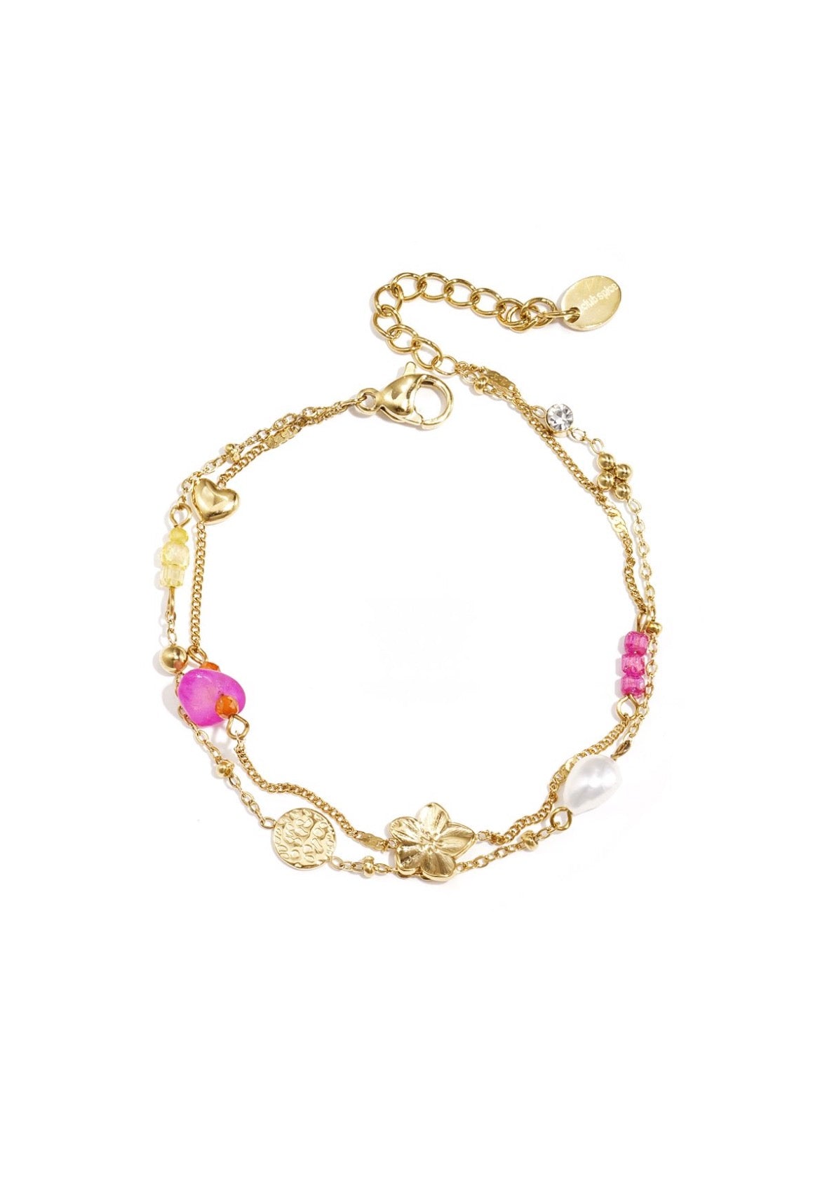 Bedelarmband met steentjes en kraaltjes