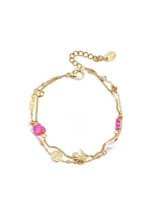 Bedelarmband met steentjes en kraaltjes