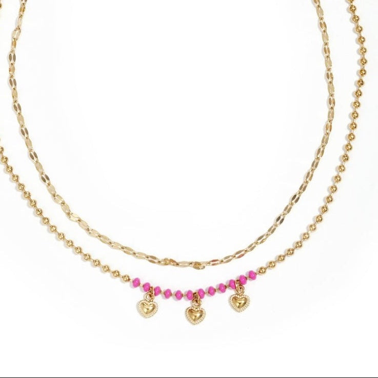 Ketting met kraaltjes en hartjes