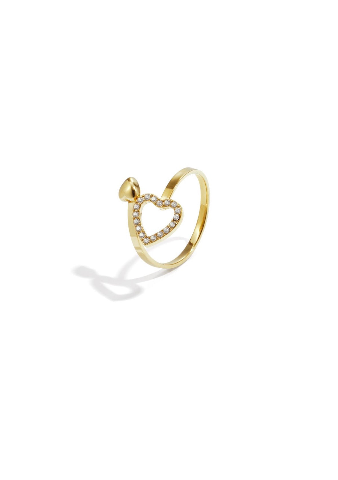 Ring met hartjes en steentjes goud