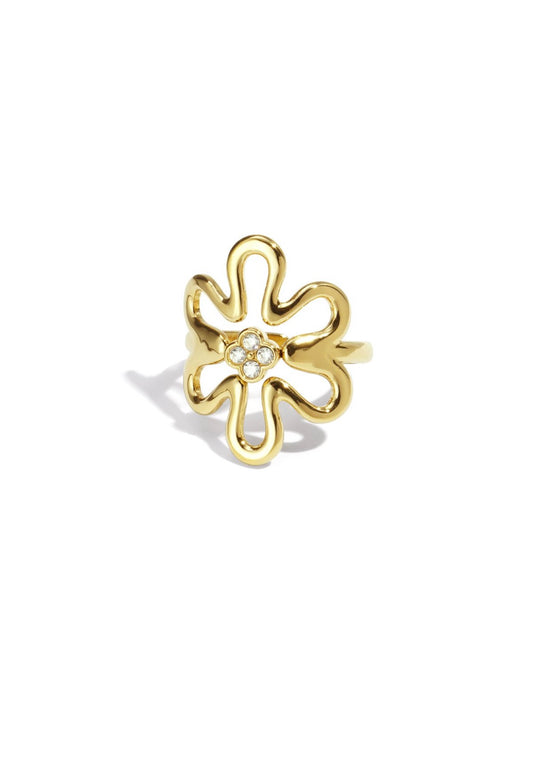 Statementring bloemen goud