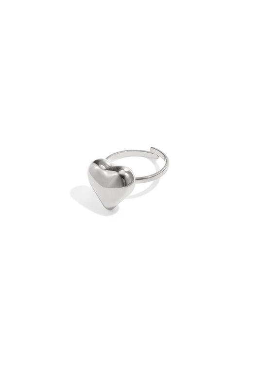 Statementring hart zilver