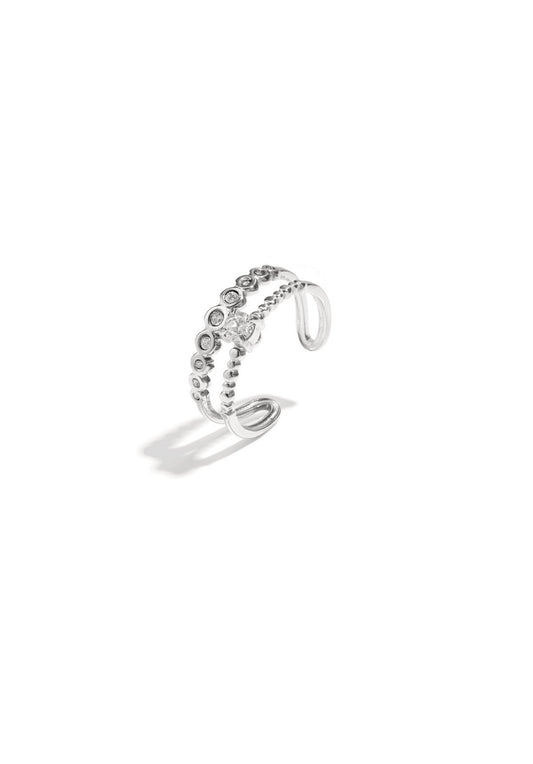 Dubbele ring met steentjes zilver