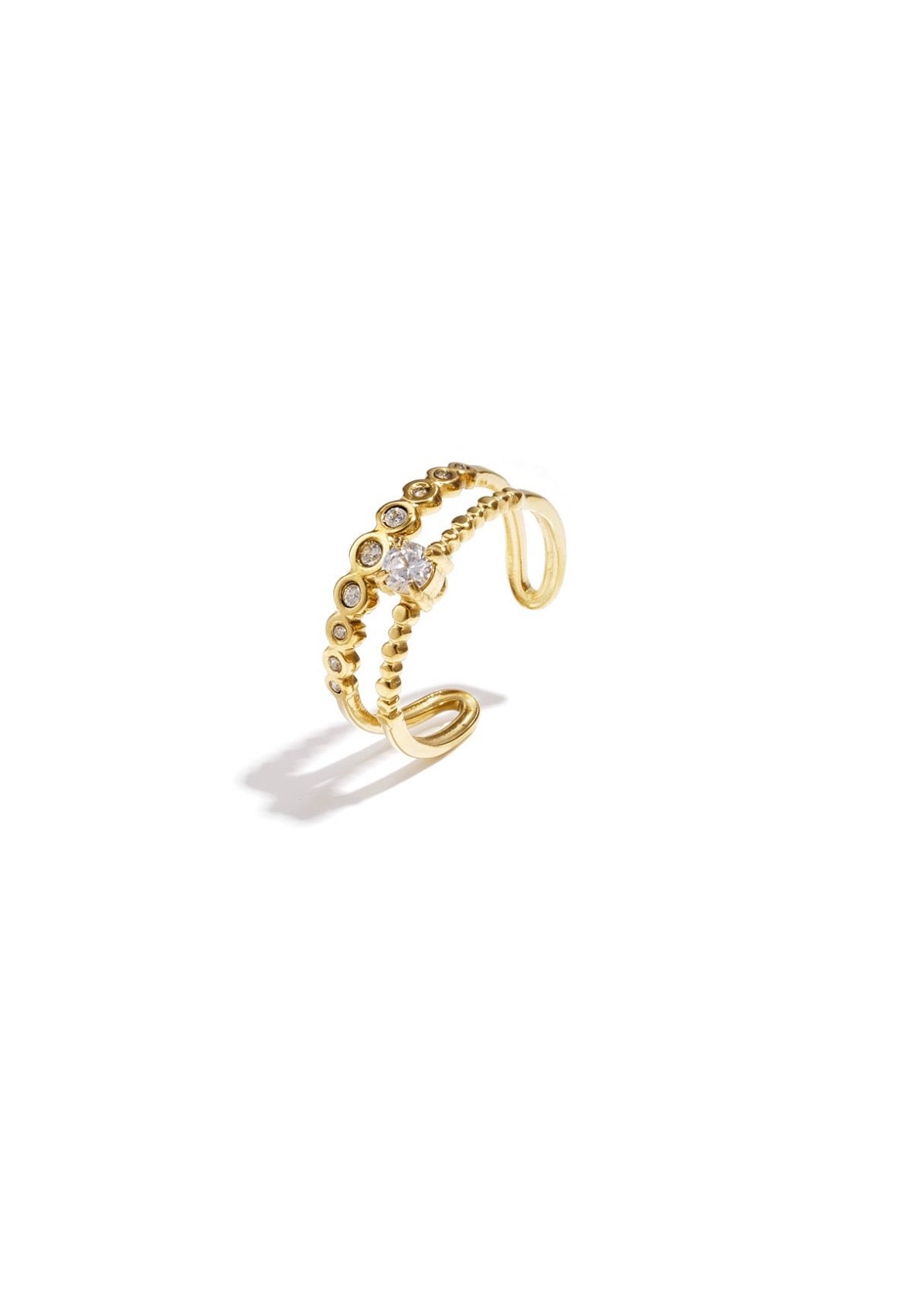 Dubbele ring met steentjes goud