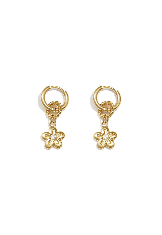 Oorringen met hangende Madelief goud
