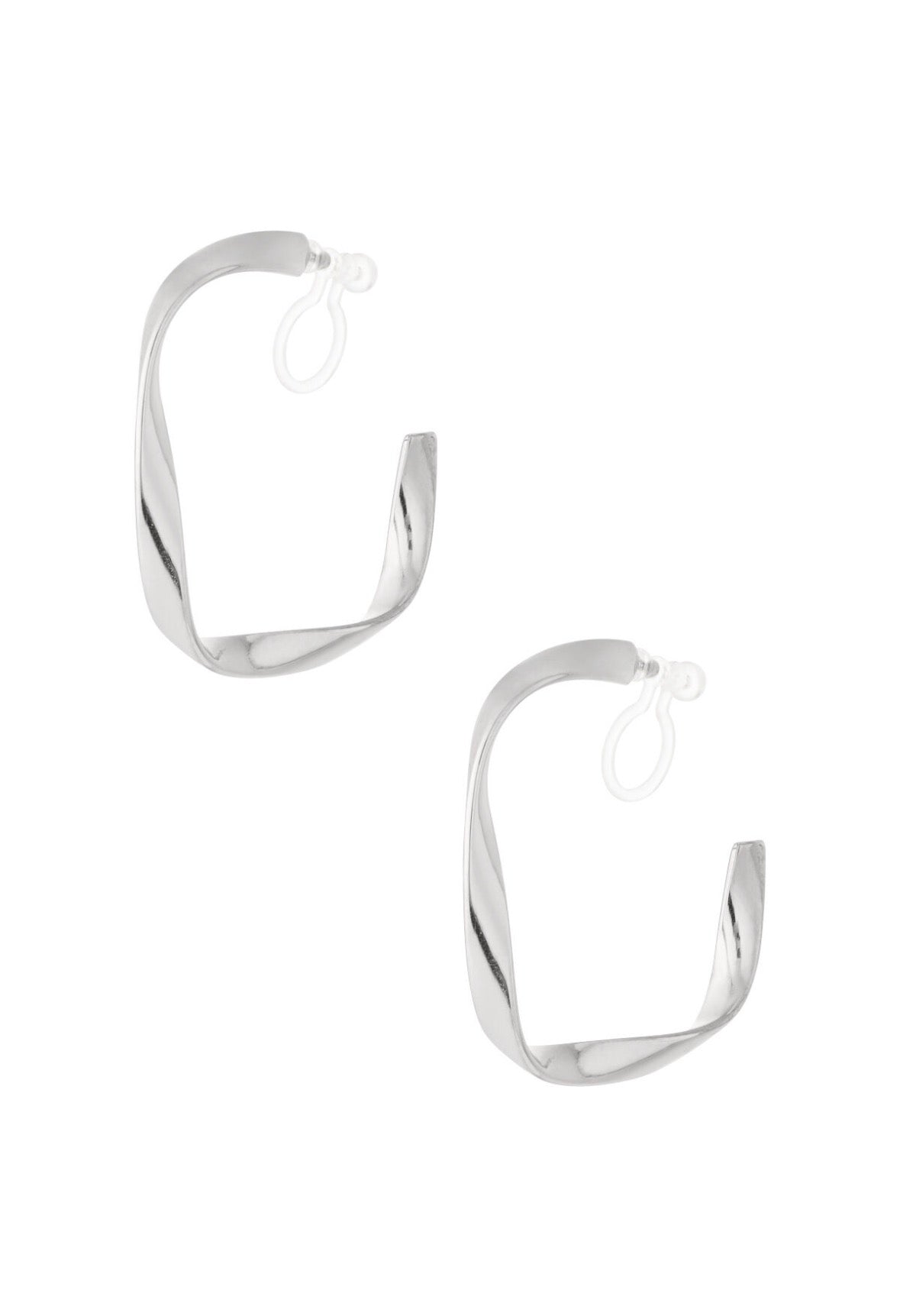 Clip oorbellen gebogen zilver