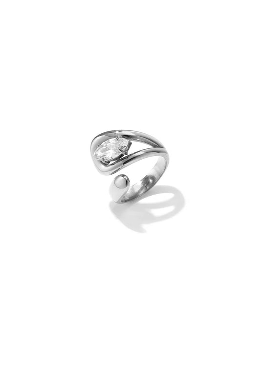 Statement ring met zirkonia steentje zilver